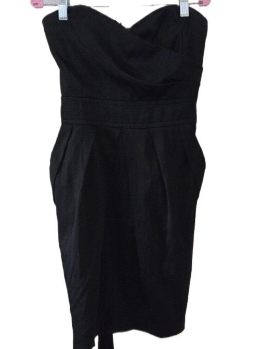 Teeze Me Black Sweetheart Strapless Formal Mini Dress with Bow tie in back